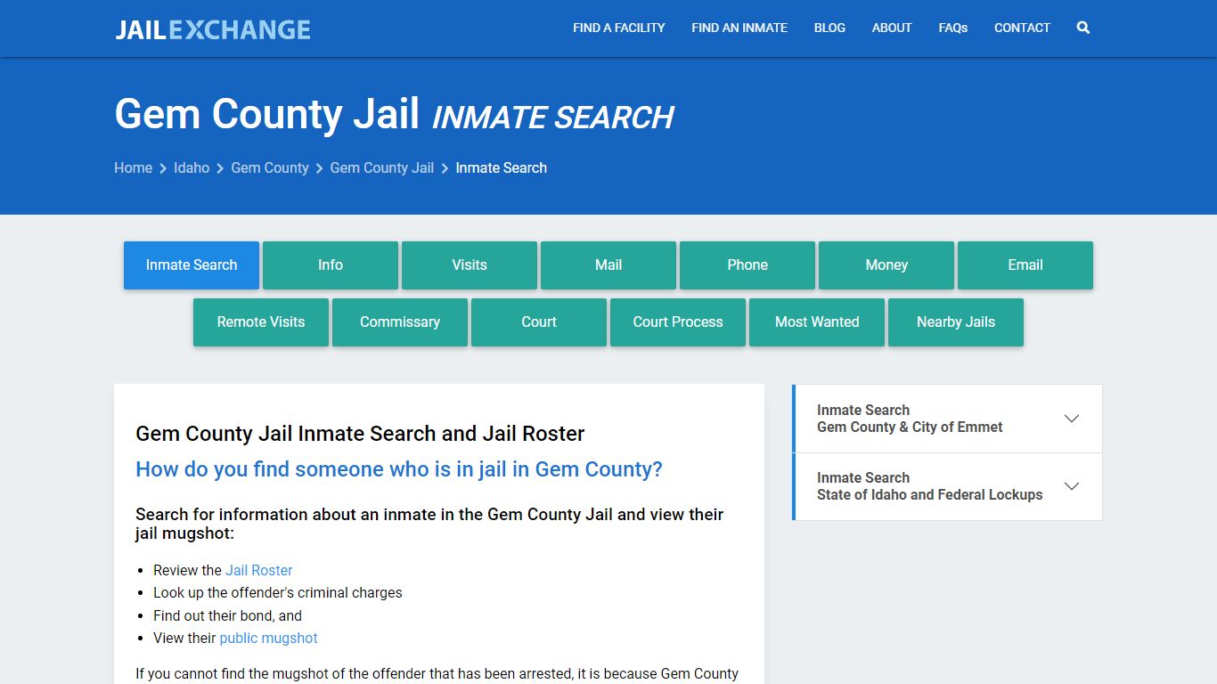 Inmate Search: Roster & Mugshots - Gem County Jail, ID